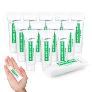 Travel Size Shaving Cream Bulk Pack of 50,Individually Wrapped 10ml/0.35fl oz Mini Disposable Shaving Cream in Bulk 1.2x2.9 inch Travel Size Toiletries Amenities for Guests,Homeless,Charity