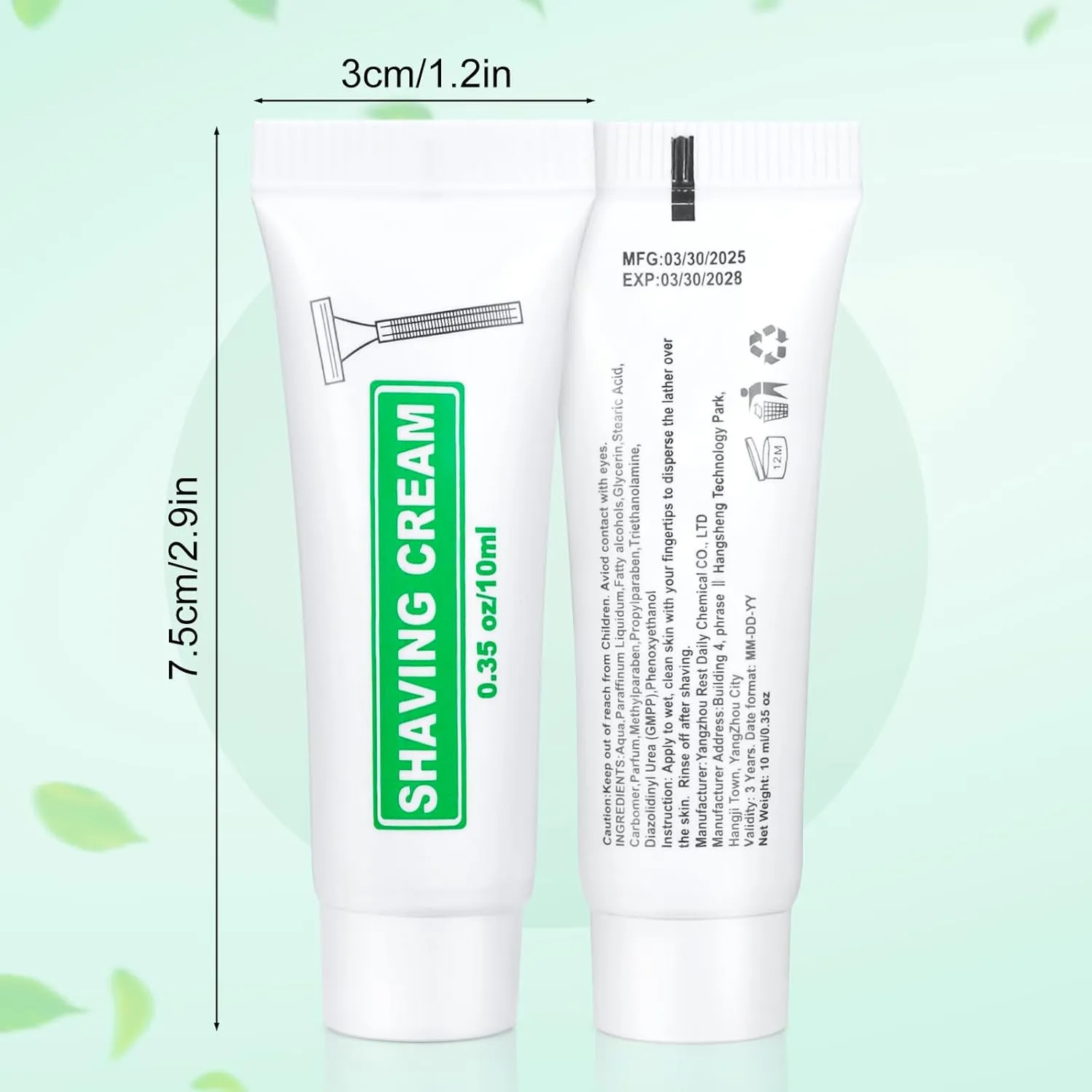 Travel Size Shaving Cream Bulk Pack of 50,Individually Wrapped 10ml/0.35fl oz Mini Disposable Shaving Cream in Bulk 1.2x2.9 inch Travel Size Toiletries Amenities for Guests,Homeless,Charity