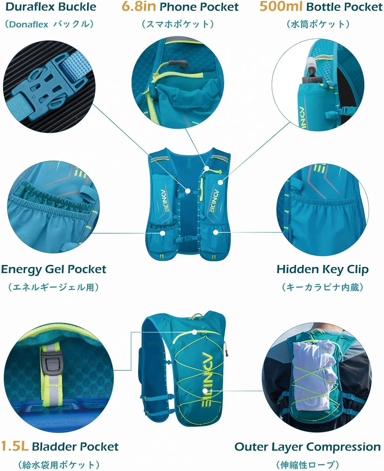 TRIWONDER Running Hydration Vest 5.5L 5L Water Pack Backpack for Women Men Runner Trail Race Marathon Cycling Hiking Jogging