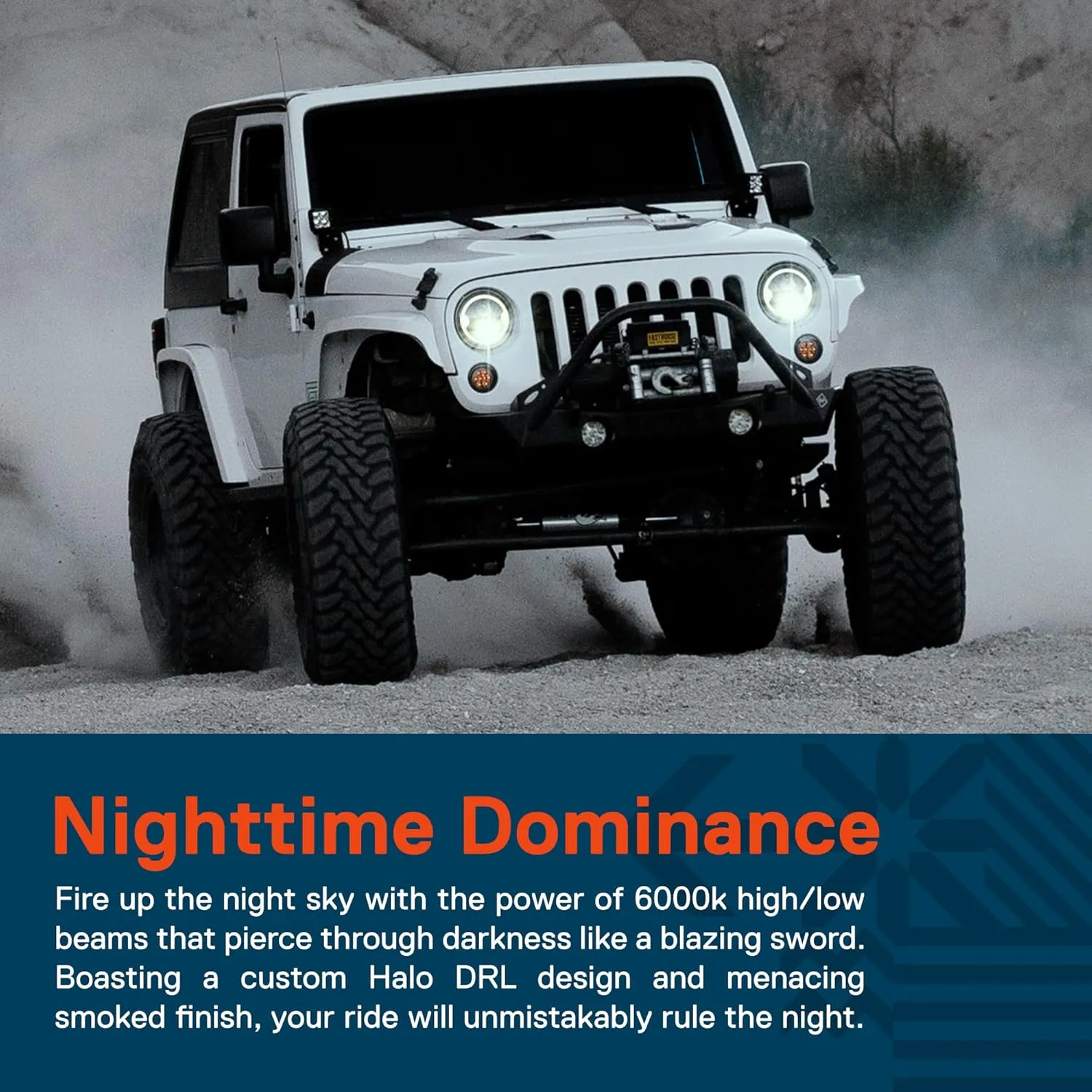 TRUE MODS 7 Inch Round LED Headlight Black H6024 2d1 High Low Sealed Beam [DOT] HALO DRL Turn Signal Replacement for Jeep Wrangler JK JKU TJ CJ Chevy Ford Nissan Hummer H1 H2 Land Rover Defender Mazda