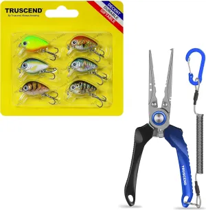 TRUSCEND Fishing Lures for Freshwater and Saltwater, Slow Sinking Bass Fishing Lure, Lockable Handy Fishing Pliers with Innovative Ergonomic Handle, Must-Have Fishing Gifts for Men