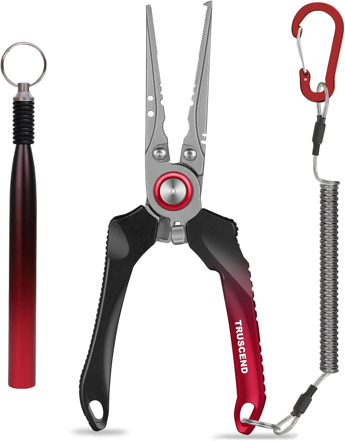 TRUSCEND Lockable Handy Fishing Pliers with Innovative Ergonomic Handle, Saltwater Corrosion Resistant Teflon Coated Fishing Tool, Multi-Function Fishing Gear with Mo-V Cutter, Amazing Fishing Gift