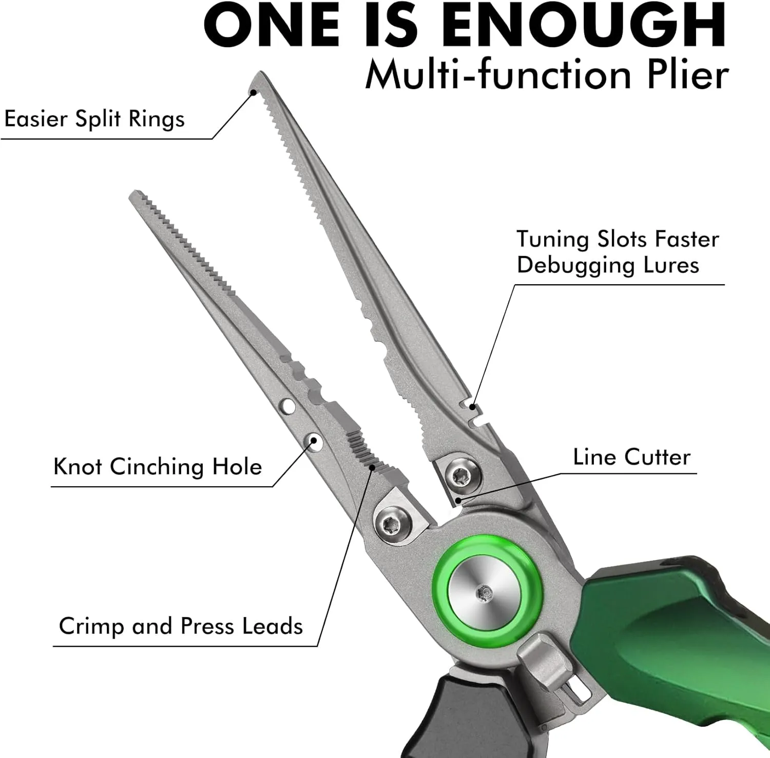 TRUSCEND Lockable Handy Fishing Pliers with Innovative Ergonomic Handle, Saltwater Corrosion Resistant Teflon Coated Fishing Tool, Multi-Function Fishing Gear with Mo-V Cutter, Amazing Fishing Gift