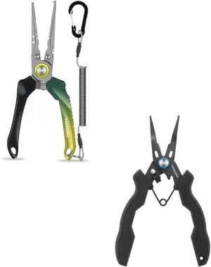 TRUSCEND Lockable Handy Fishing Pliers with Innovative Ergonomic Handle, Saltwater Corrosion Resistant Teflon Coated Fishing Tool, Multi-Function Fishing Gear with Mo-V Cutter, Amazing Fishing Gift