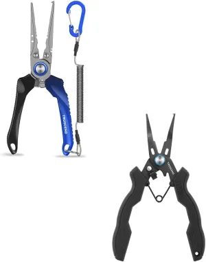 TRUSCEND Lockable Handy Fishing Pliers with Innovative Ergonomic Handle, Saltwater Corrosion Resistant Teflon Coated Fishing Tool, Multi-Function Fishing Gear with Mo-V Cutter, Amazing Fishing Gift