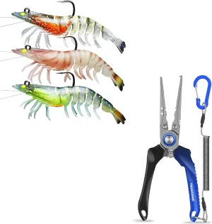 TRUSCEND Pre-Rigged Fishing Jig Lures for Freshwater and Saltwater, Innovative Super Durable TPE Bass Lures, Lockable Handy Fishing Pliers with Innovative Ergonomic Handle, Amazing Fishing Gear Gifts