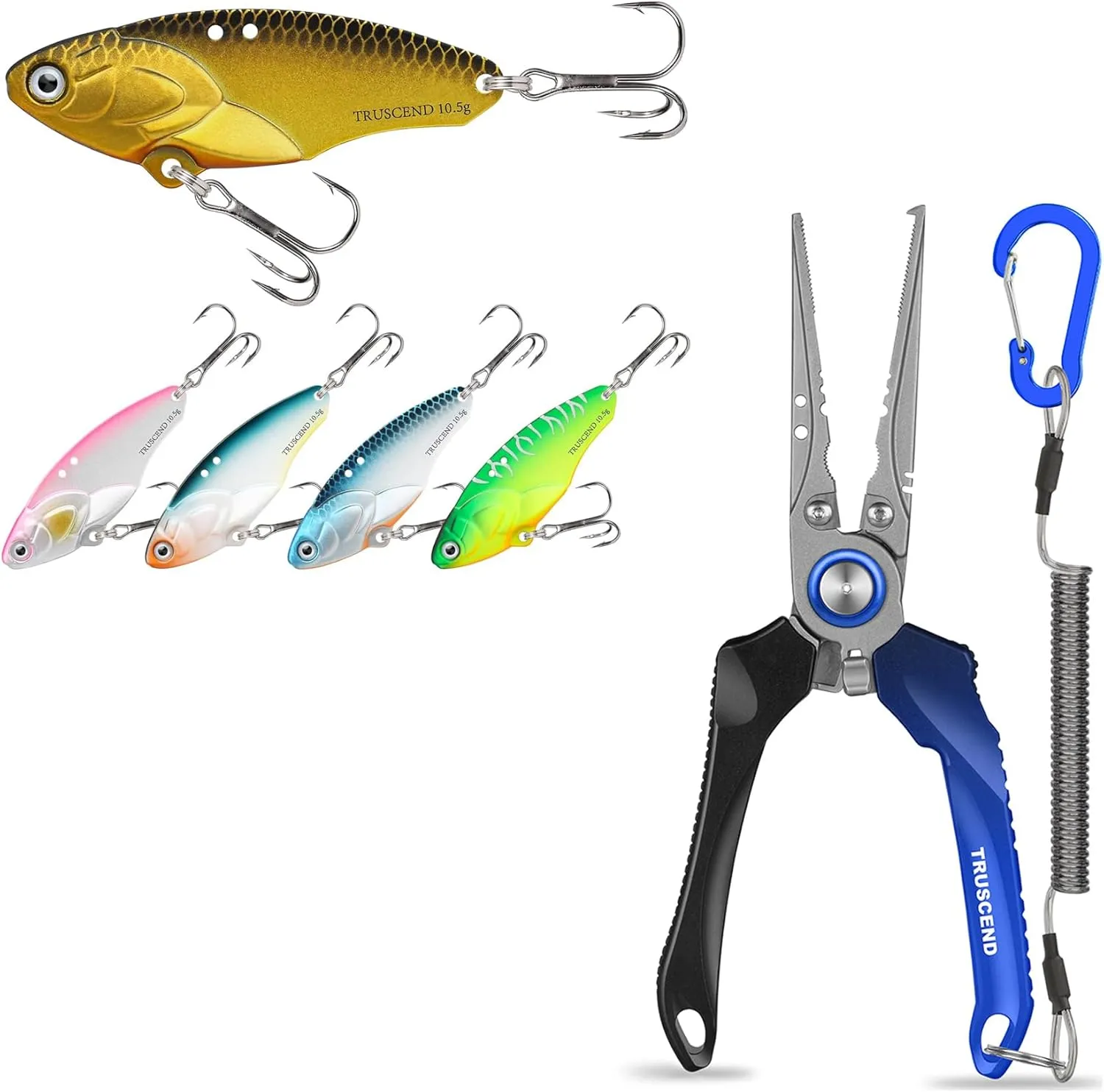 TRUSCEND Swimming or Jigging Fishing Spinners with Two-Way Spinning Spoons System, Lockable Handy Fishing Pliers with Innovative Ergonomic Handle, Resistant Fishing Tool, Amazing Fishing Gear Gifts