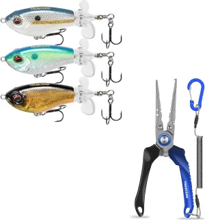 TRUSCEND Top Water Fishing Lures with BKK Hooks, Whopper Fishing Lure for Freshwater or Saltwater, Lockable Handy Fishing Pliers with Innovative Ergonomic Handle, Amazing Fishing Gear Gifts