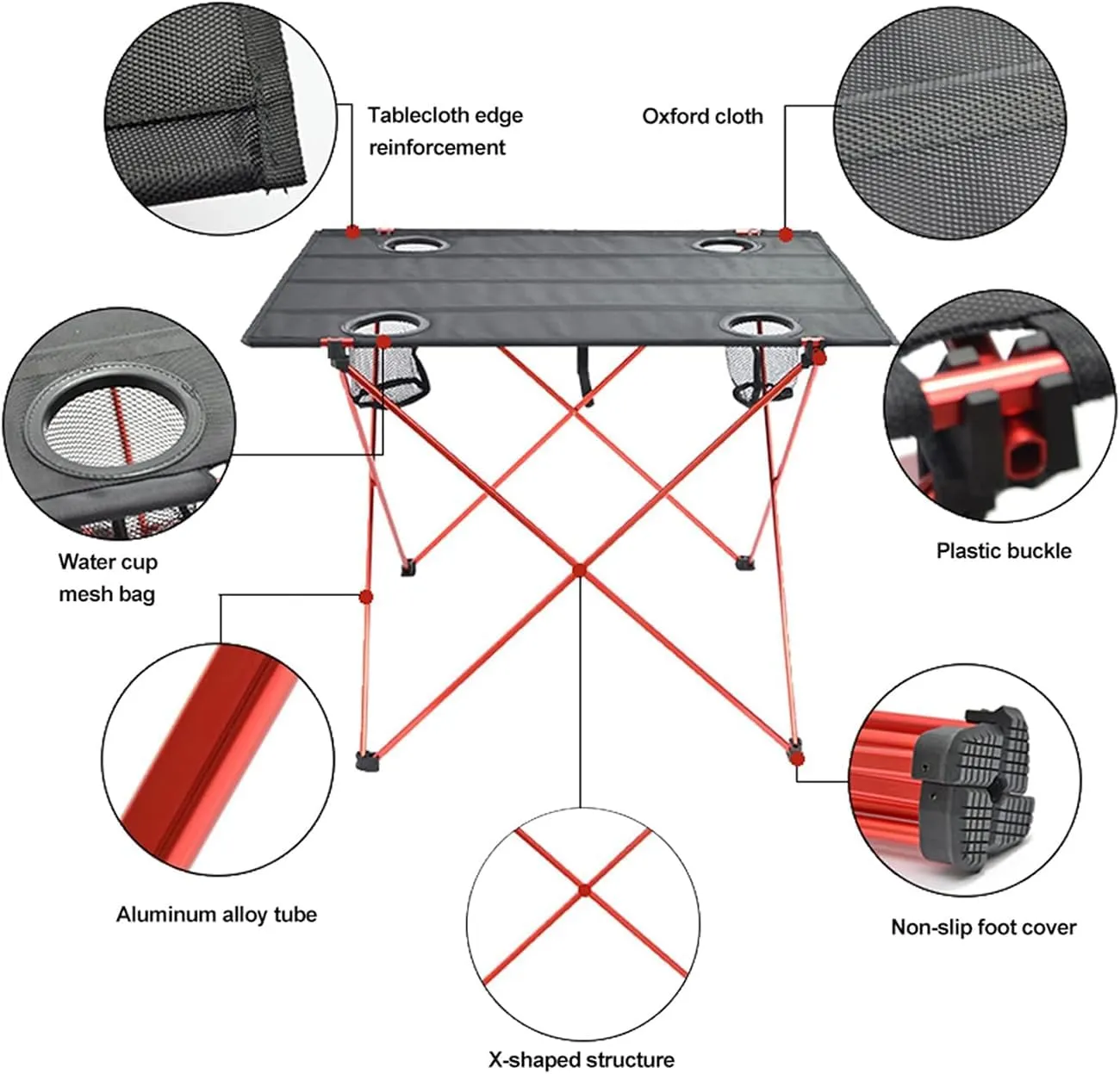 Ultra-Light Aluminum Alloy Camping Table Folding Beach Portable Table Outdoor Backpacking Roll Up Desk Furniture with Cup Holders, for Camping, Picnic, Beach and BBQ,Orange