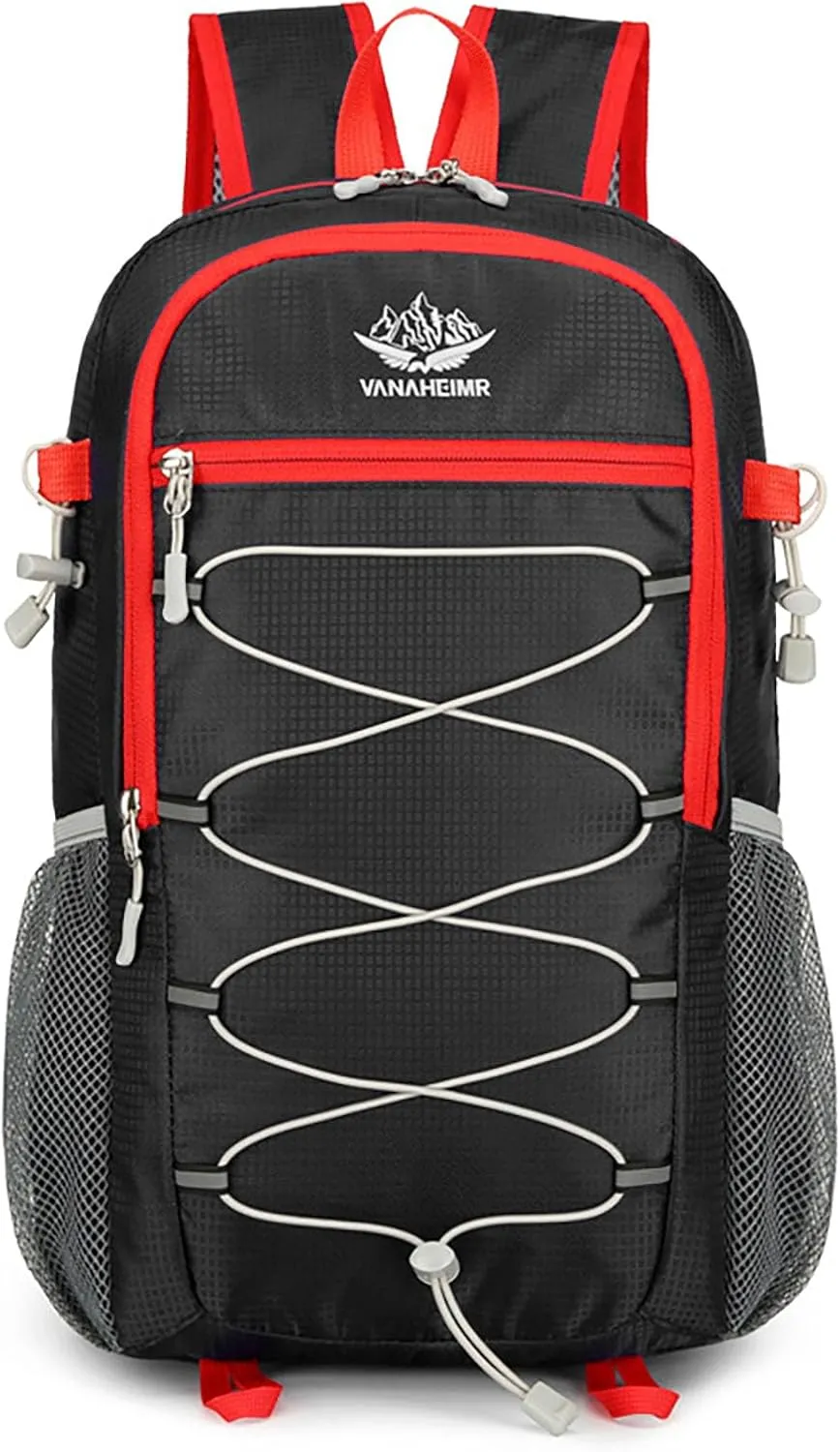 Ultralight Packable Hiking Backpack 17 Inch Waterproof Travel Daypack for Camping Outdoor (Black)