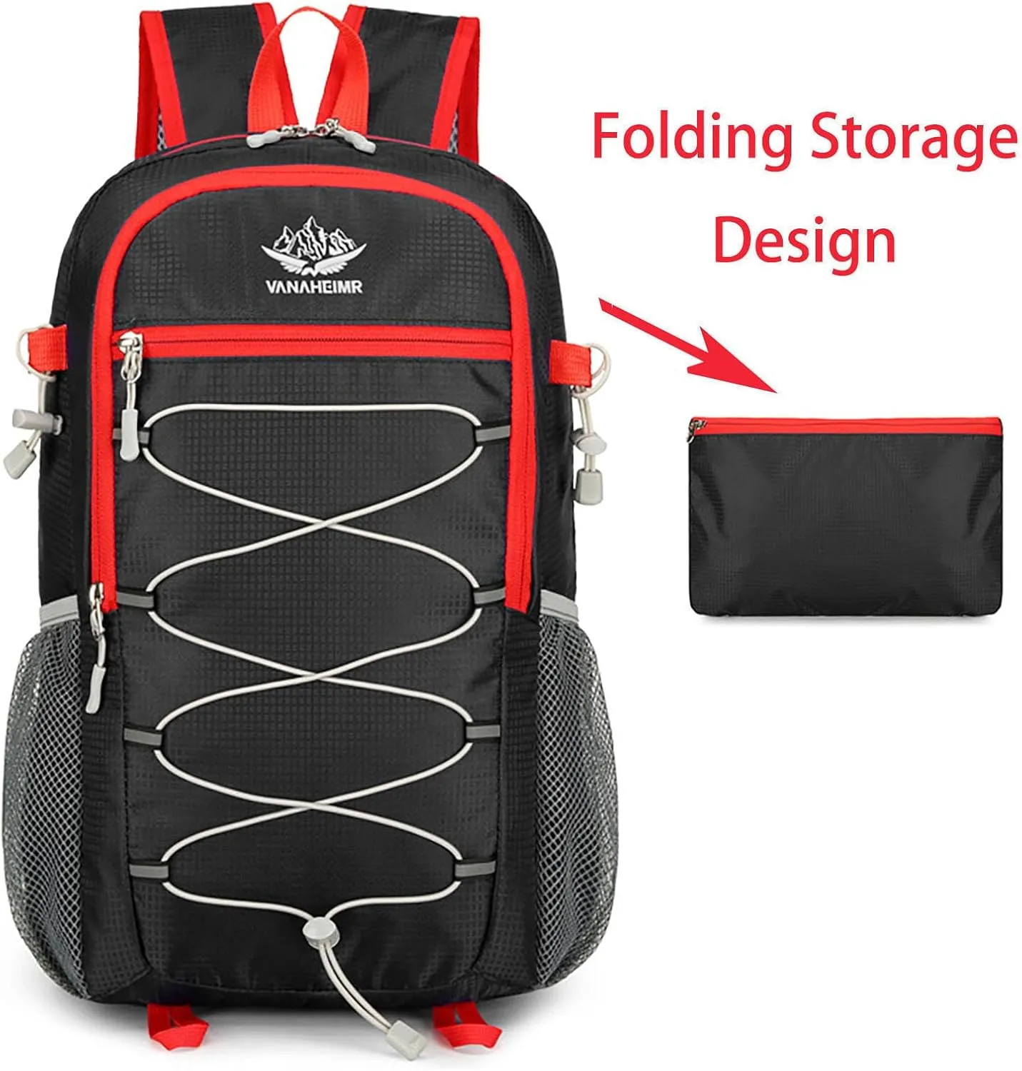 Ultralight Packable Hiking Backpack 17 Inch Waterproof Travel Daypack for Camping Outdoor (Black)