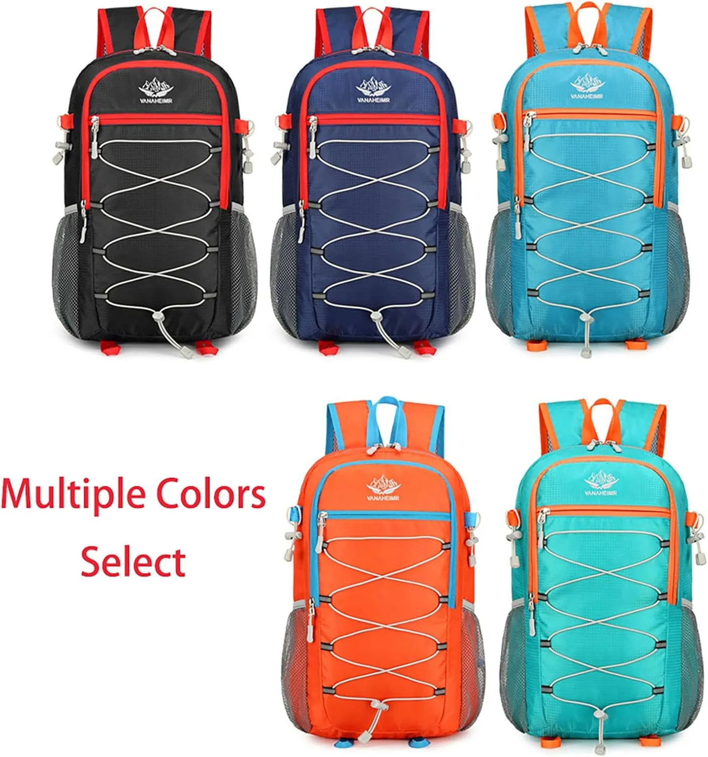 Ultralight Packable Travel Backpack for Camping & Hiking, 17-Inch Foldable Daypack with Large Capacity (Orange)