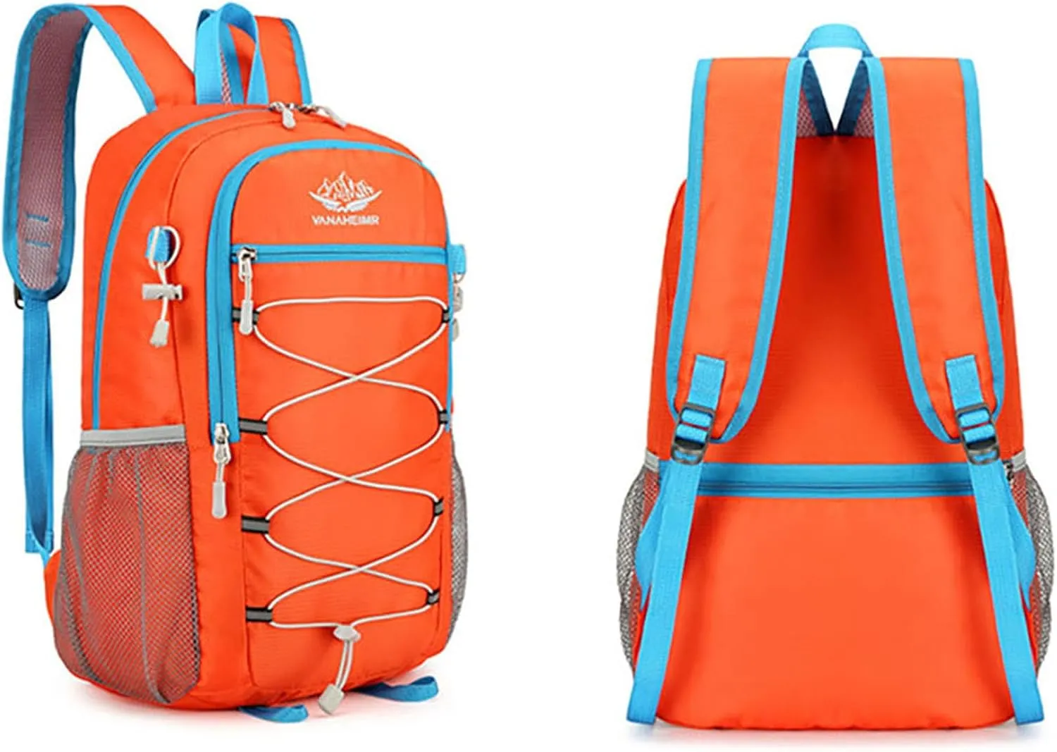 Ultralight Packable Travel Backpack for Camping & Hiking, 17-Inch Foldable Daypack with Large Capacity (Orange)
