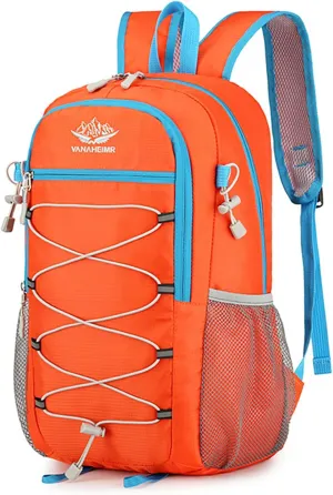 Ultralight Packable Travel Backpack for Camping & Hiking, 17-Inch Foldable Daypack with Large Capacity (Orange)