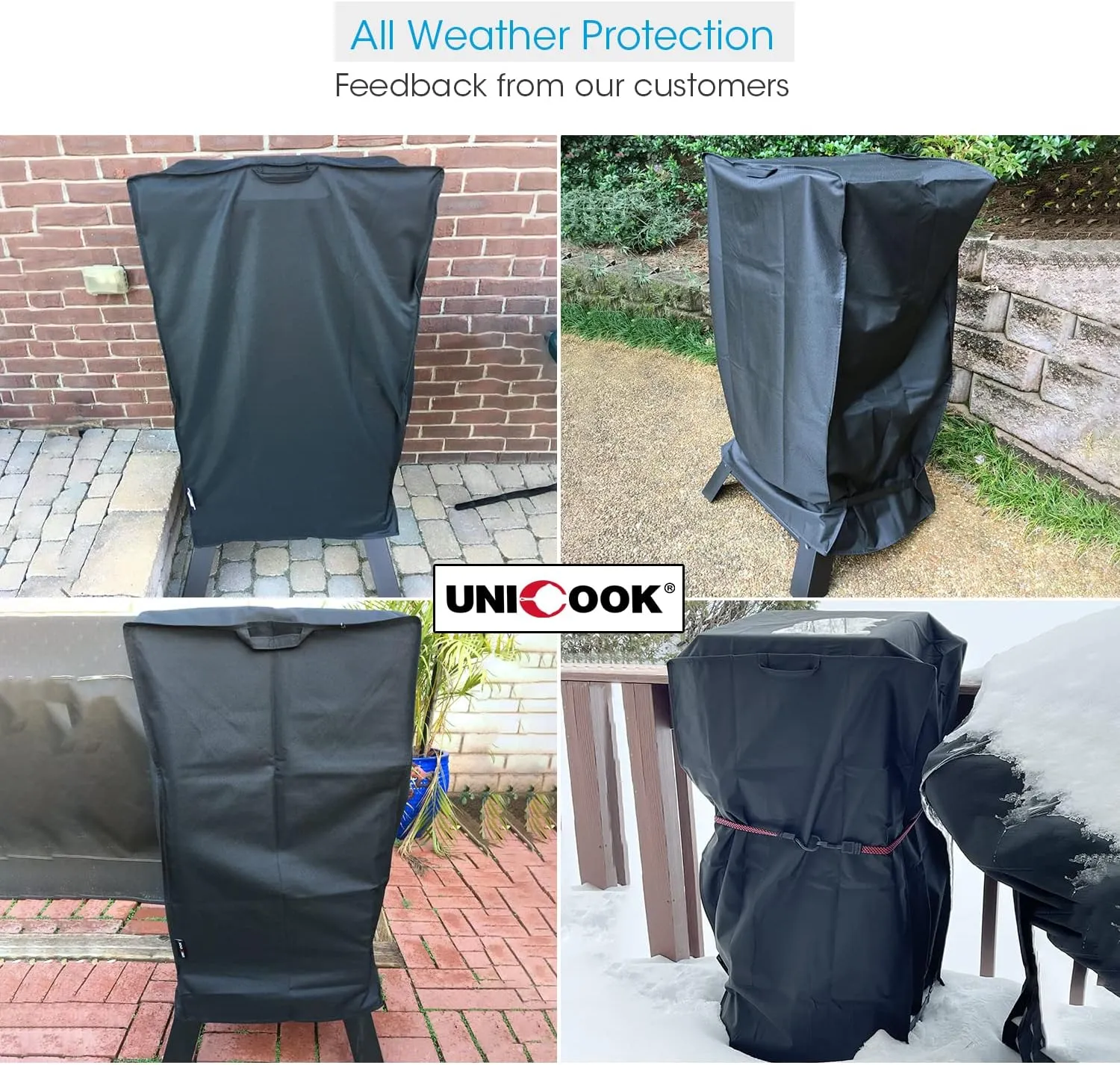 Unicook 30 Inch Electric Smoker Cover for Masterbuilt, Heavy Duty Waterproof Vertical Smoker BBQ Grill Cover, All Weather Resistant, 18" W x 17" D x 33" H