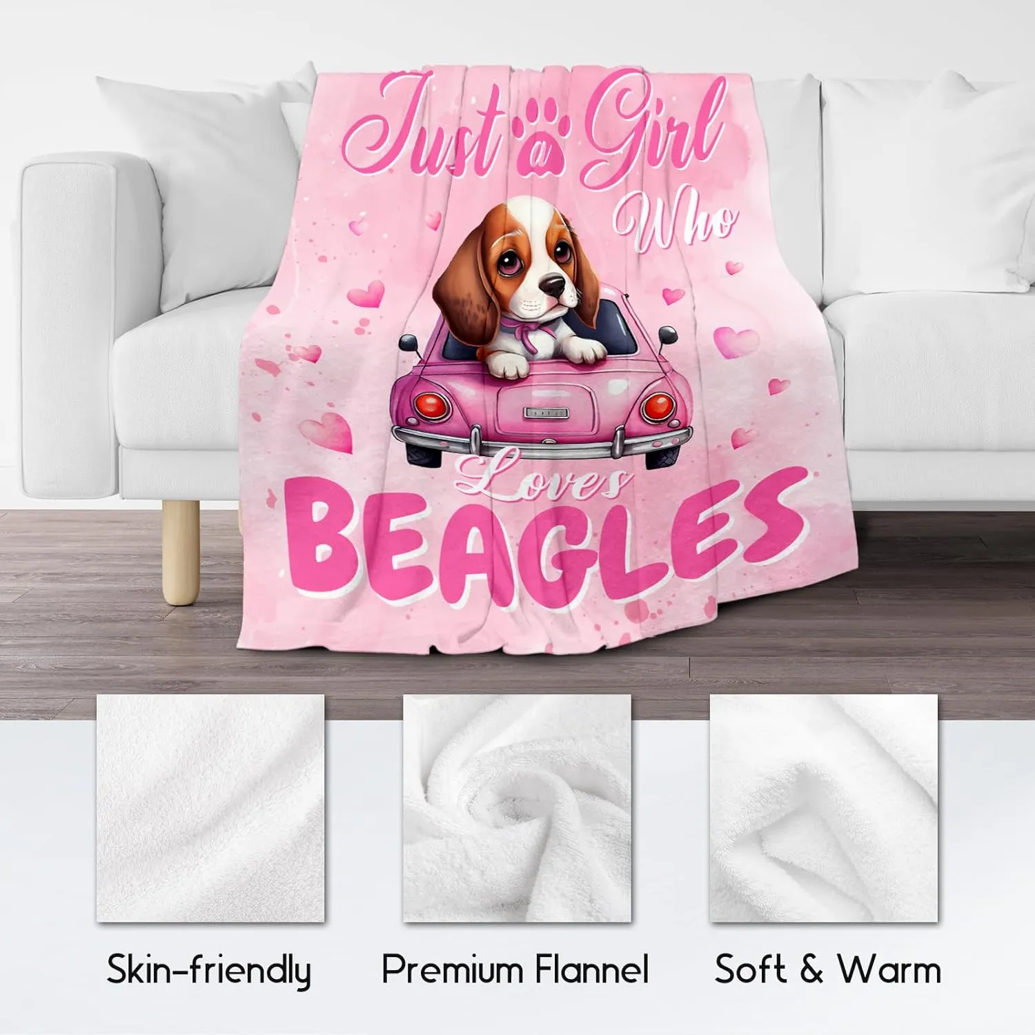 UNIKITTY Beagle Blanket for Girls, Beagle Gifts for Kids, Fleece Throw Dog Blankets Room Decor, Gift Ideas for Daughter Mom Adults, 50"x60" Flannel Warm Kid Throws for Couch Sofa Bed