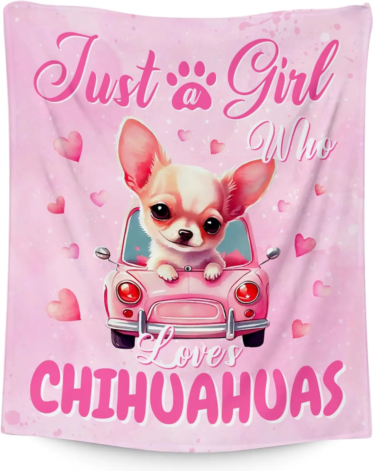 UNIKITTY Chihuahua Blanket Gifts, Chihuahua Blankets for Dog Lovers, 50"x60" Pink Girls Throw for Kids Room Decor, Kid Fleece Throws for Couch Sofa Bed, Animal Print Gift