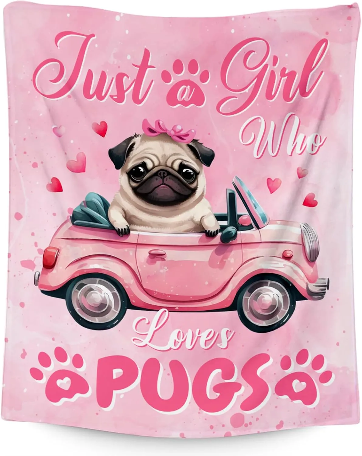 UNIKITTY Pug Gifts for Girls, Pug Blanket for Kids, Fleece Throw Dog Blankets Room Decor, Gift Ideas for Daughter Mom Adults, 50"x60" Flannel Warm Kid Throws for Couch Sofa Bed