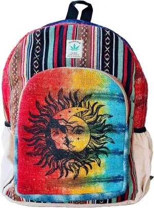 Unique Design Himalayan Hemp Cotton Backpack 17 IN Large Hippie, Festival, Hiking & Tablet Laptop Backpack Bag - Handmade In Mt. Everest Country, Nepal