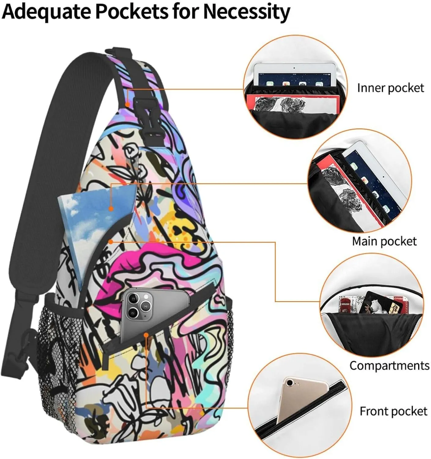 Unisex Chest Bags Crossbody Sling Backpack Travel Hiking Daypack Crossbody Bag For Men