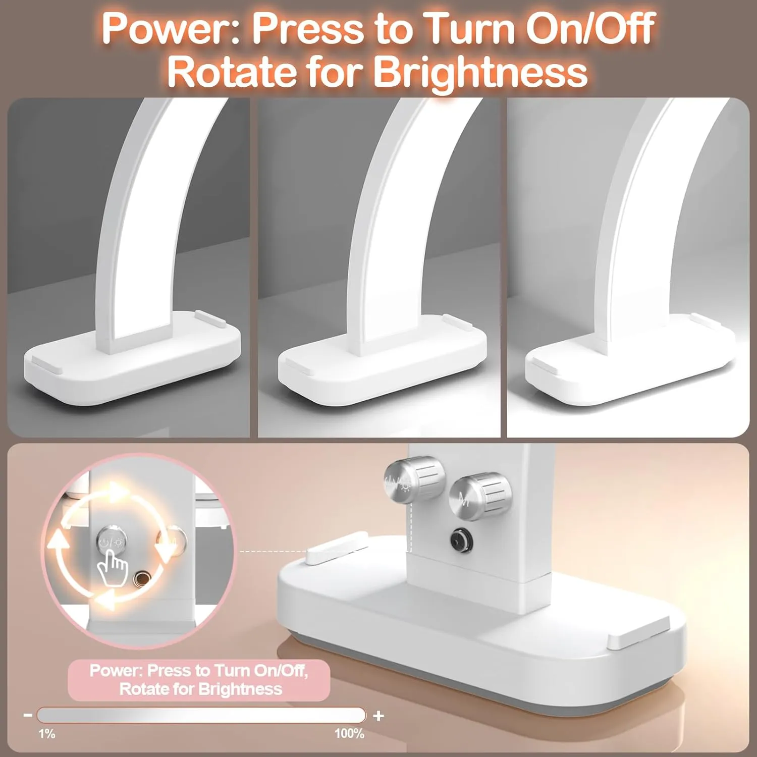 Upgrade 31" Wide-Body Large Half Moon Light for Nail Desk with Phone Holder for Nail Lamp, Foldable Arch Moon Light Nail Tech Perfect for Professional Manicure (Large White)