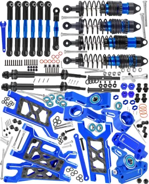 Upgrades Parts for 1/10 Slash 2WD,Slash VXL 2WD RC Shocks&Front Rear Suspension A Arms&Caster Block&Steering Blocks&Rear Stub Axle Carriers&Drive Shaft CVD&Hex Hub&Turnbuckles Camber Link,Navy Blue