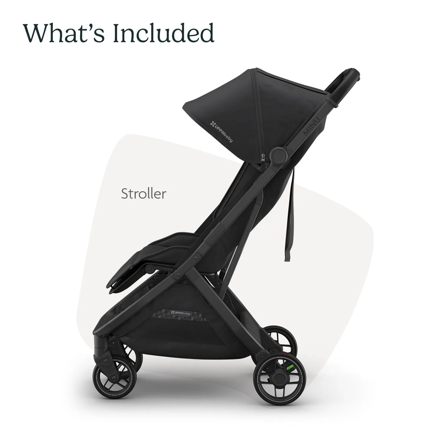 UPPAbaby Minu V3 Travel Stroller | Lightweight   Compact Design | One-Hand Fold   Unfold | from Birth   Overhead Compatible | Jake (Charcoal/Carbon Frame/Black Leather)