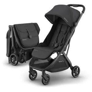UPPAbaby Minu V3 Travel Stroller | Lightweight   Compact Design | One-Hand Fold   Unfold | from Birth   Overhead Compatible | Jake (Charcoal/Carbon Frame/Black Leather)