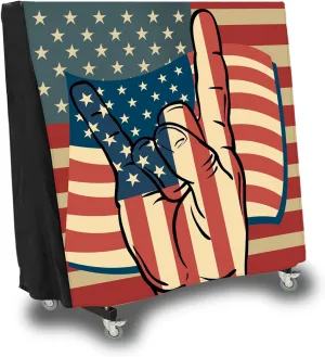 USA Flag The Victory Sign Ping Pong Table Cover, Waterproof & Dustproof Outdoor/Indoor Polyester Taffeta Cloth Ping Pong Table Cover，Scratch-Resistant Foldable (Victory Sign Pattern)