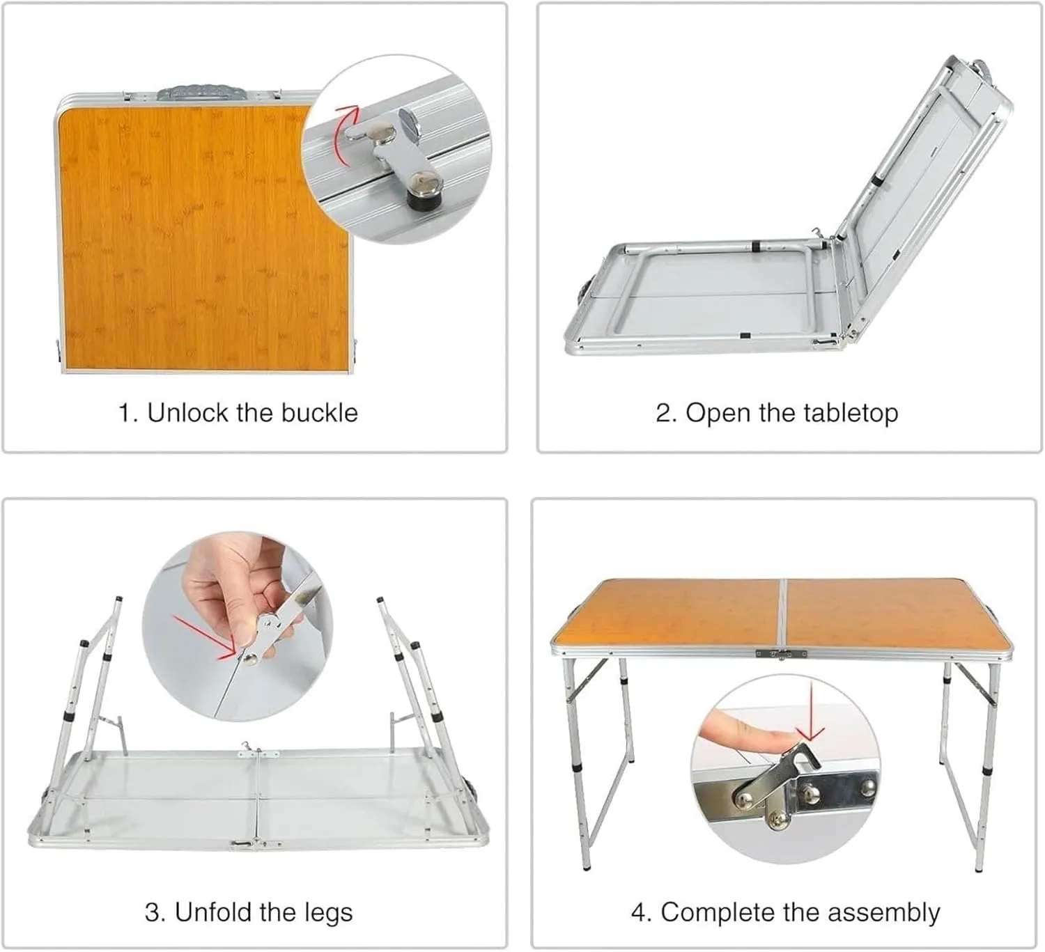 Usoway Portable Beach Table Folding Camping Table Aluminum Ultralight Height Adjustable Camp Table 3 Heights Folding Camping Table (C : Yellow), 665599