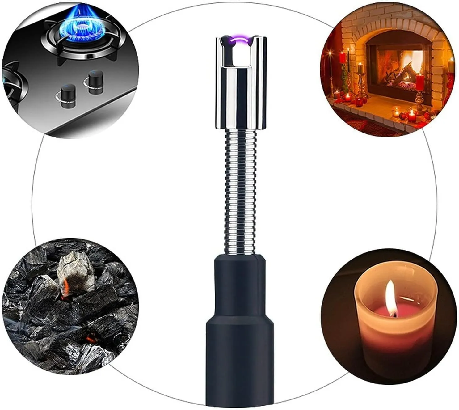 V2 Extendable 2.5 Feet Arc Extra Long Flameless Fireplace Stove Electric Candle Lighter for Pilot Light, Grilling, Firepit, Kitchen, BBQ (Black)