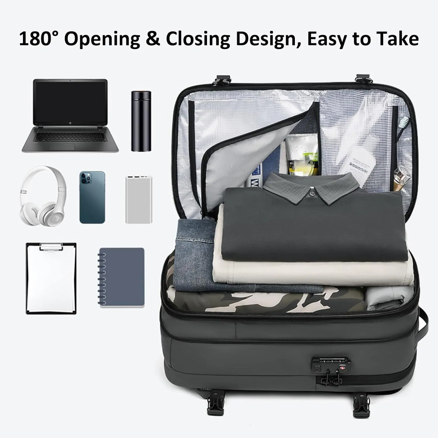 Vacpack Backpack, Airbag Backpack, Backpack with Vacuum Compression, Airpack Backpack with Pump, 60L Large Capacity Waterproof Anti-Theft Travel Backpack (A-Gray)