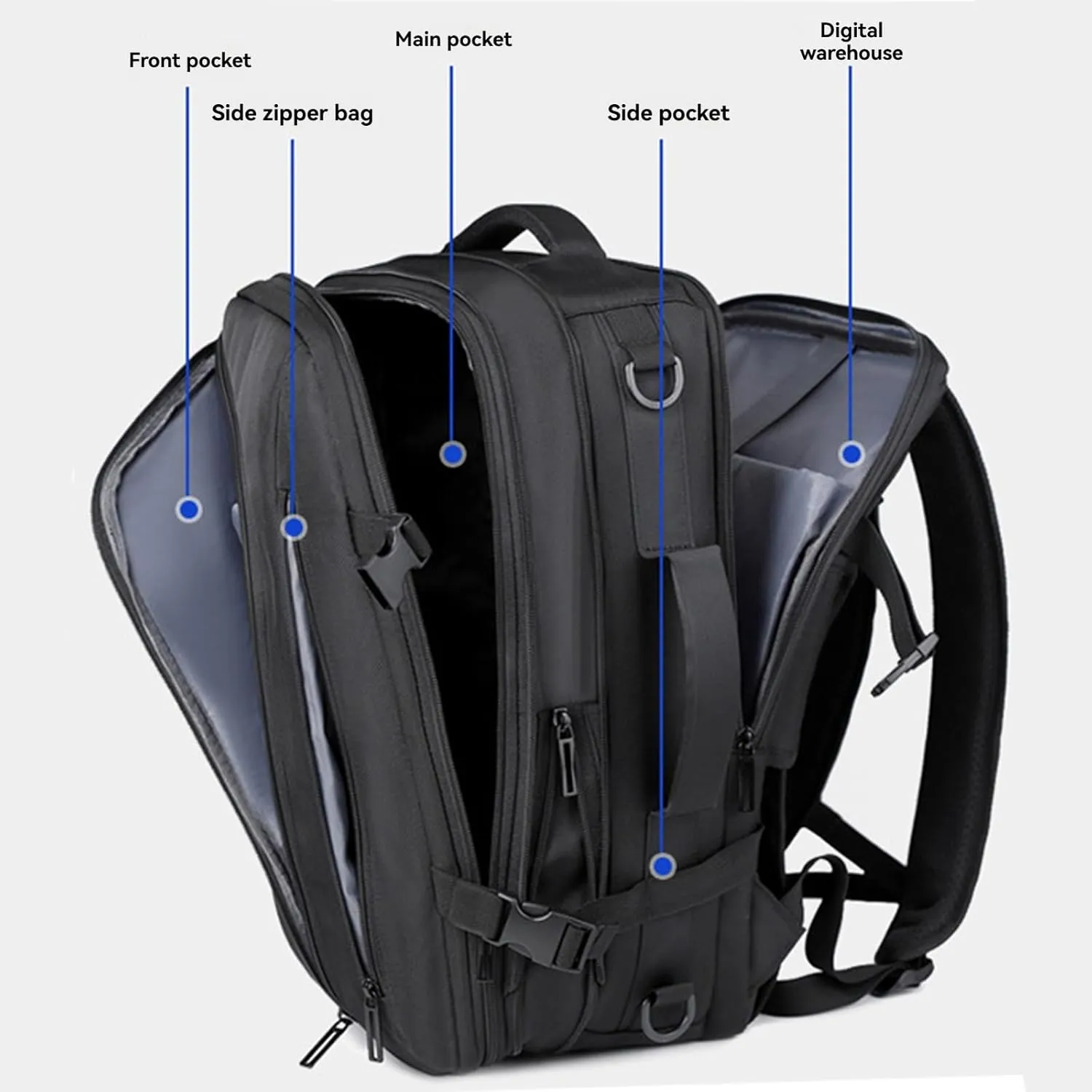 Vacuum Backpack Travel, Watertight Business Travel Backpack, 36L-55L Expandable, for Travels, Business (With pump)