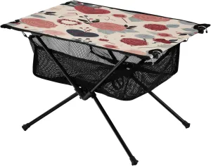 Valentine Pattern Portable Folding Camping Table, Compact Lightweight Beach Table with Carrying Bag for Outdoor Picnics, BBQs, Camp