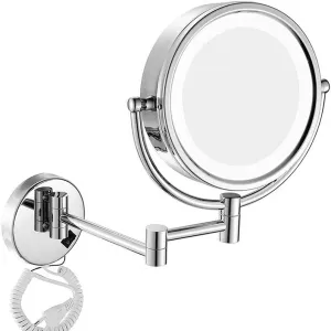 Vanity Mirror,Makeup Mirror Vanity Mirror Wall Mounted Led Illuminated Bathroom 3X Magnification Double-Sided 360° Swivel Extendable Cosmetic Mirror/a