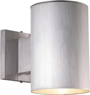 VAXCEL Chiasso Modern Outdoor Porch Light, 5" W x 7.25" H Silver Cylinder Wall Sconce, Waterproof Dark Sky Wall Light for Porch, Patio, Deck, or Front Door
