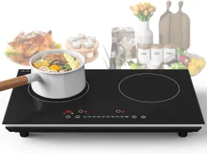VBGK Double Induction Cooktop, 4000W Induction Stove Top 110V, 2 Burner with LCD Touch Screen, 9 Levels Settings, Child Safety Lock & Timer