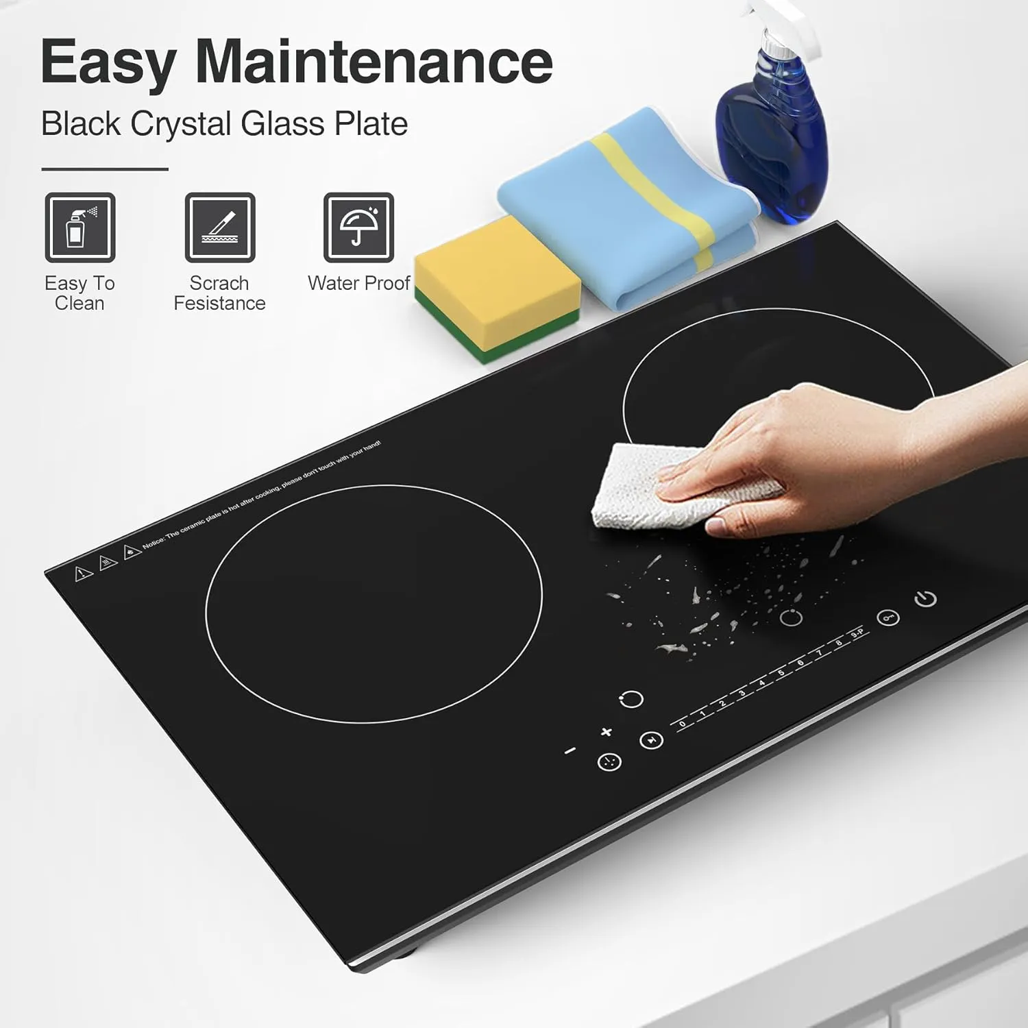VBGK Double Induction Cooktop, 4000W Induction Stove Top 110V, 2 Burner with LCD Touch Screen, 9 Levels Settings, Child Safety Lock & Timer