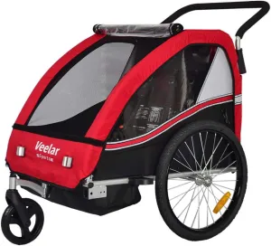 Veelar Bike Trailer & Stroller 2 in 1 Double Seat for Toddlers, Kids, Child Bicycle Carrier Jogger