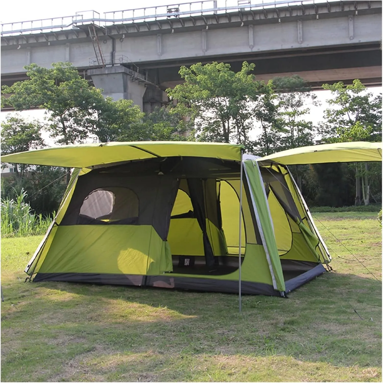 VejiA Family Tents Camping Tent 8 Person, Double Layer Tent- Ultra Large Waterproof Dome Tent with Porch, Easy to Set Up, Instant Tent with Sun Shelter