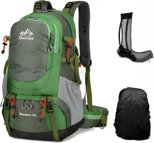 Vellyhiker 50L Hiking Backpack for Outdoor Camping Travel Cycling Daypack Ultralight Backpack for Adults Travel Daypack (Green)