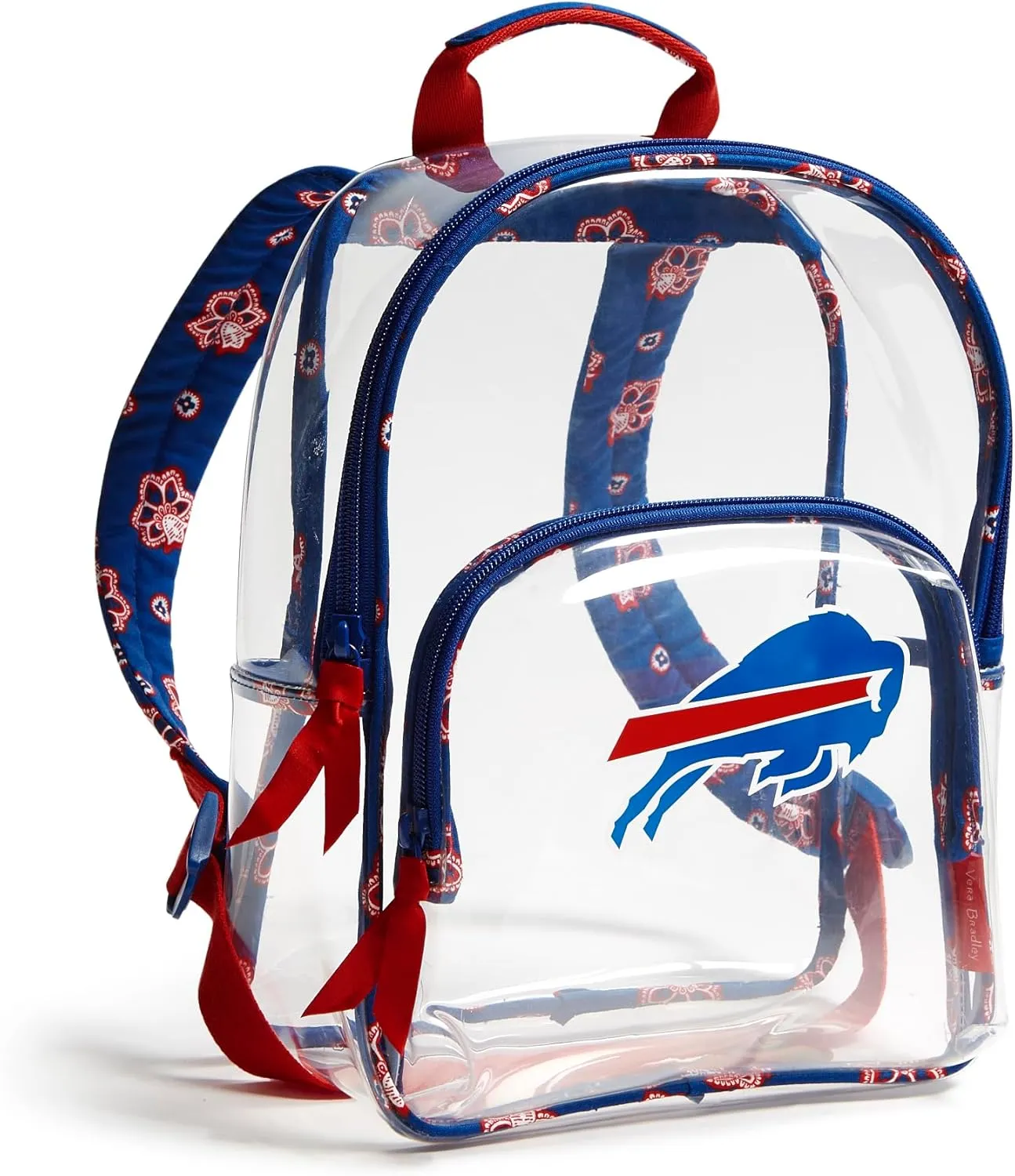 Vera Bradley Women's Clear NFL Small Backpack (Multiple Teams Available), Buffalobillsonroyalblue/Redbandana, One Size