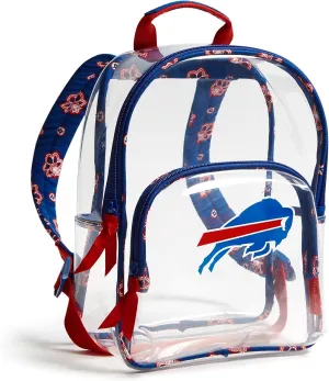 Vera Bradley Women's Clear NFL Small Backpack (Multiple Teams Available), Buffalobillsonroyalblue/Redbandana, One Size
