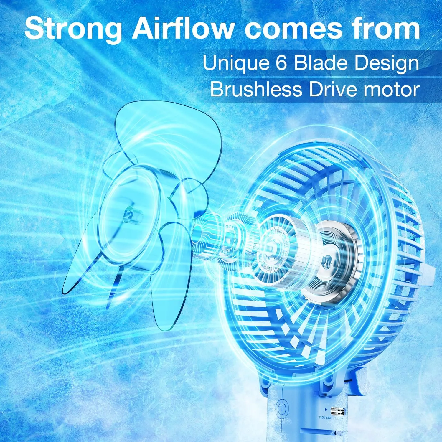 VersionTECH. Portable Handheld Fan, Powerful Durable 4000mAh 180° Foldable, Mini Table Fans with USB Rechargeable Battery Operated Cooling Accessories for Personal Use, Travel, Office Blue
