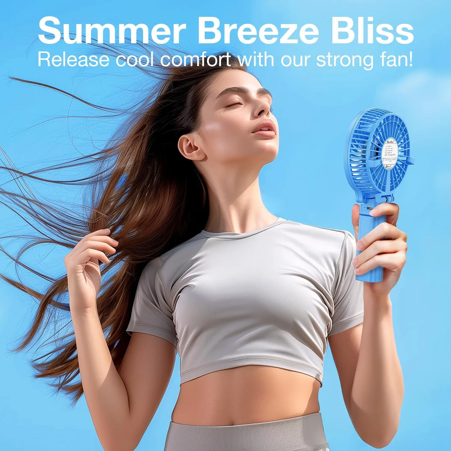 VersionTECH. Portable Handheld Fan, Powerful Durable 4000mAh 180° Foldable, Mini Table Fans with USB Rechargeable Battery Operated Cooling Accessories for Personal Use, Travel, Office Blue