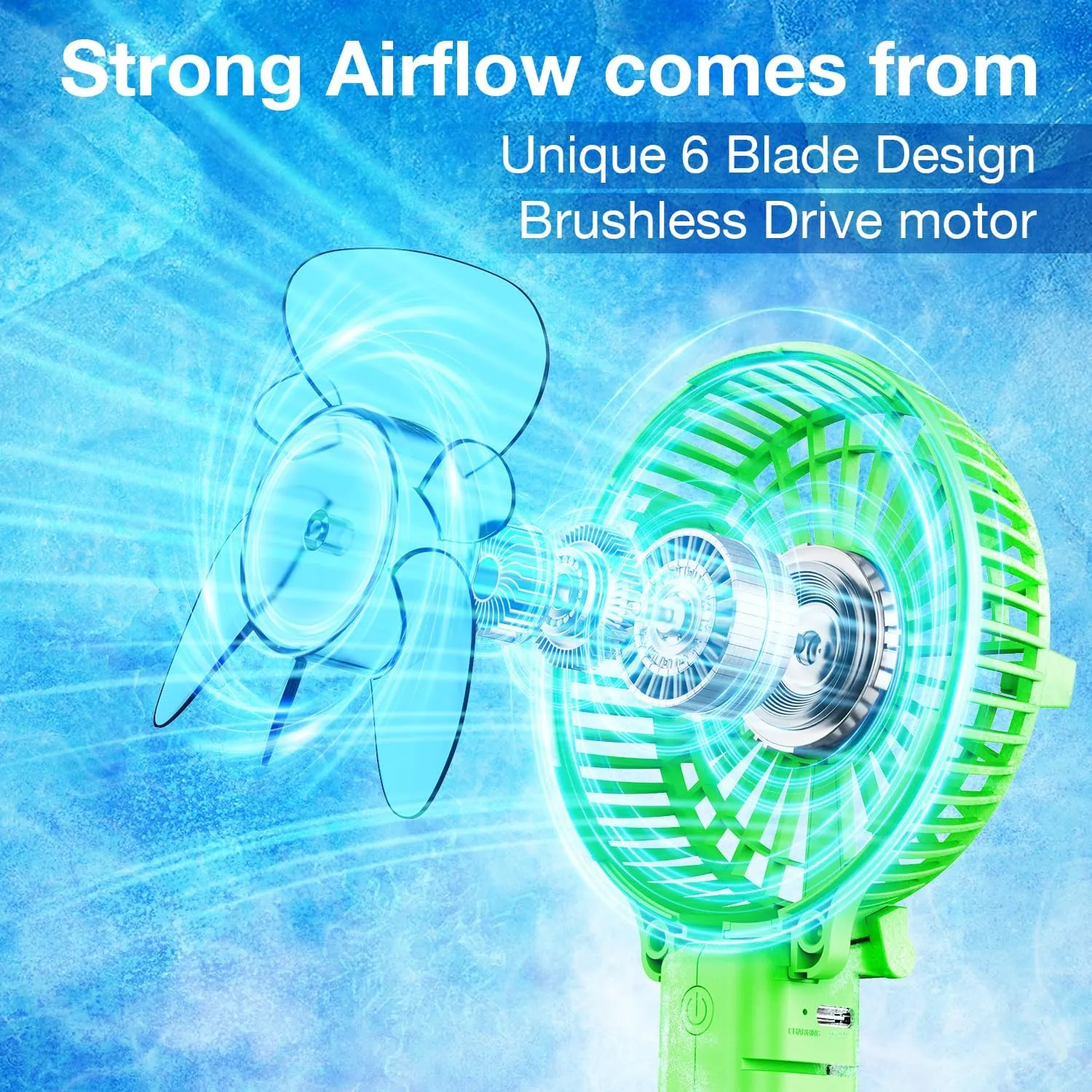 VersionTECH. Portable Handheld Fan, Powerful Durable 4000mAh 180° Foldable, Mini Table Fans with USB Rechargeable Battery Operated Cooling Accessories for Personal Use, Travel, Office Green