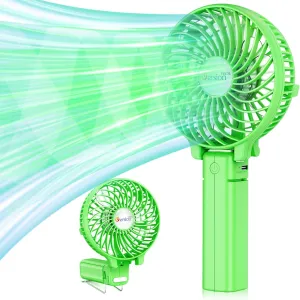 VersionTECH. Portable Handheld Fan, Powerful Durable 4000mAh 180° Foldable, Mini Table Fans with USB Rechargeable Battery Operated Cooling Accessories for Personal Use, Travel, Office Green