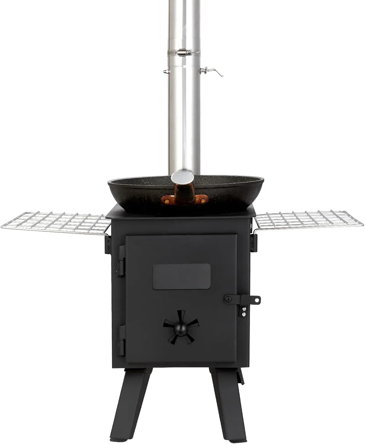 VEVOR Camping Wood Stove Alloy Steel Camping Tent Stove, Portable Wood Burning Stove with Chimney Pipes & Gloves, 1400in³Firebox Hot Tent Stove for Outdoor Cooking and Heating with 8 Pipes