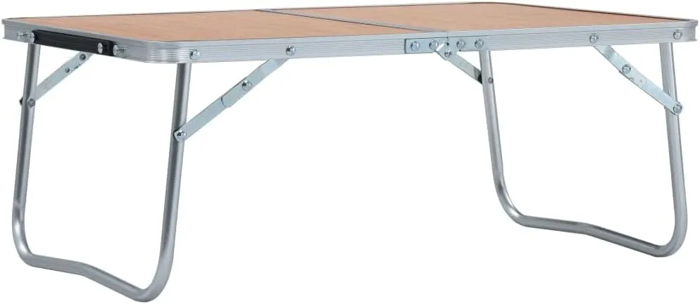 vidaXL Folding Camping Table - Brown Aluminum 23.6x15.7 - Portable Picnic Table for Outdoor Activities