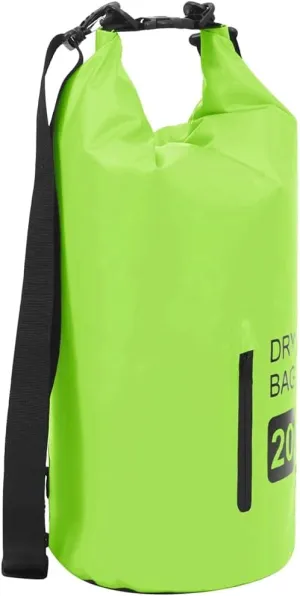 vidaXL PVC Dry Bag with Zipper – Protective, Durable and Lightweight Storage for Boating or Surfing - Green, 5.3 Gallon Capacity
